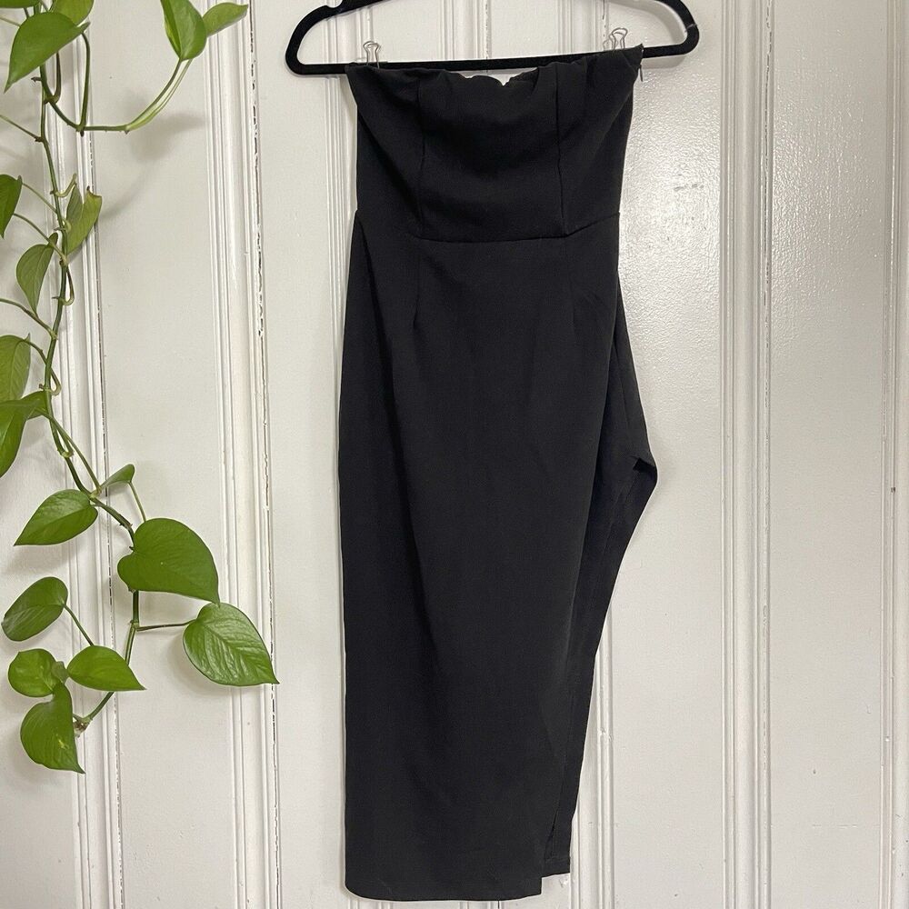 Fashion Nova Women’s Black Bodycon Tube Sleeveless Open Leg Mid Dress Size M